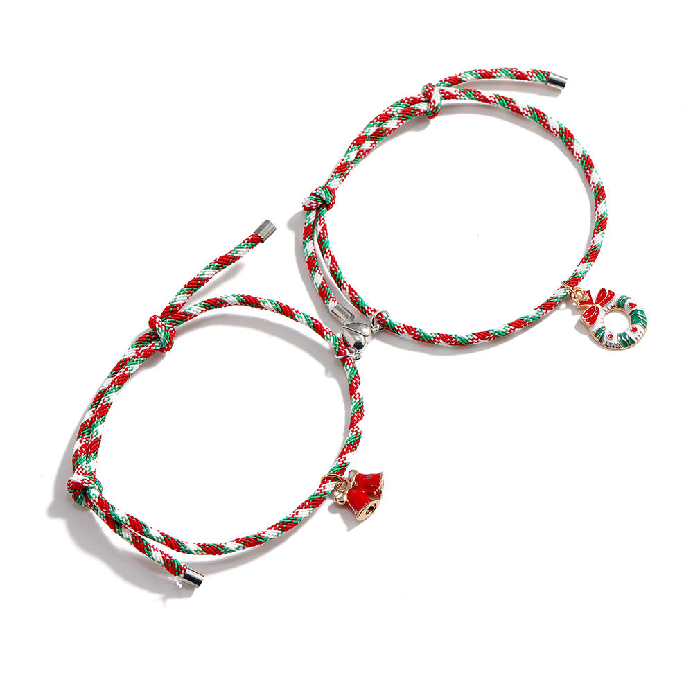 Wholesale Christmas Santa Claus Love Heart Magnet Adjustable Bracelet ACC-BT-DingZhou002