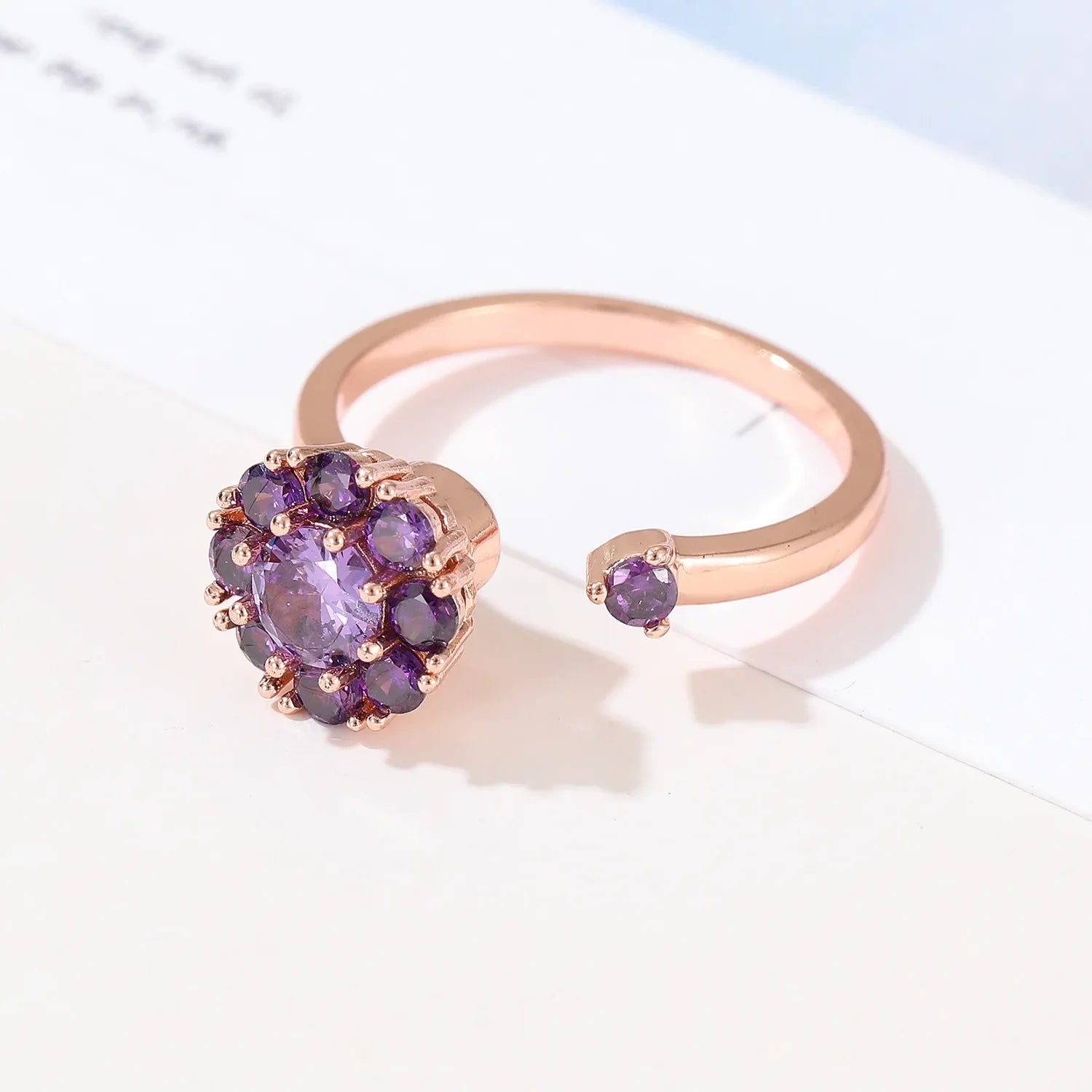 Wholesale Rotatable Purple Crystal Ring
