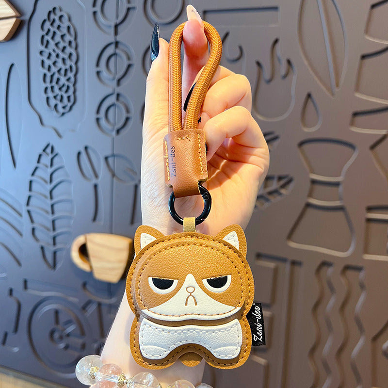 Wholesale PU Leather Cat Keychain Pendant Trendy Car Key Accessory With Ragdoll Cat Design Gift For Couples Boutique Resale