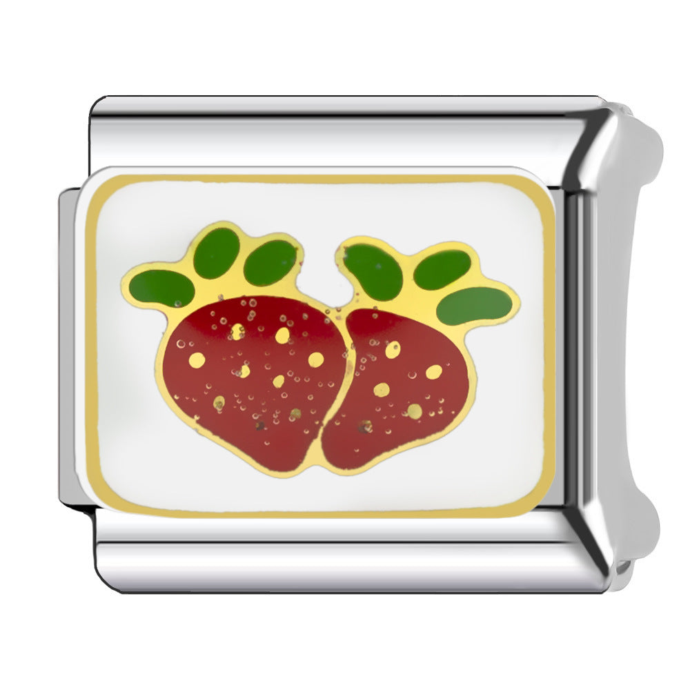 Wholesale  Italian Charm Bracelet 9mm DIY  fruit cherry Creative Stainless Steel Composable Bracelet