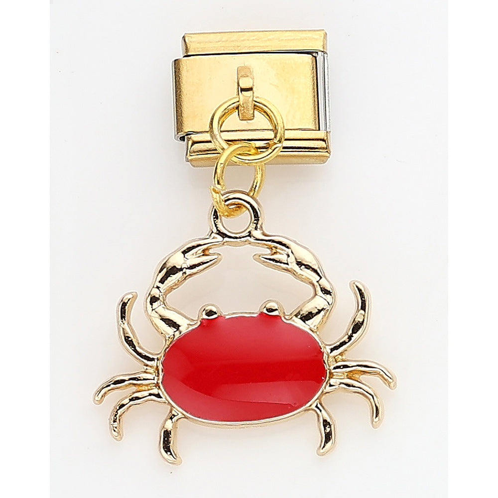 Wholesale 10pcs Italian Charm Bracelet 9mm DIY Splicing Strawberry Cherry Butterfly Love Stainless Steel Composable Bracelet