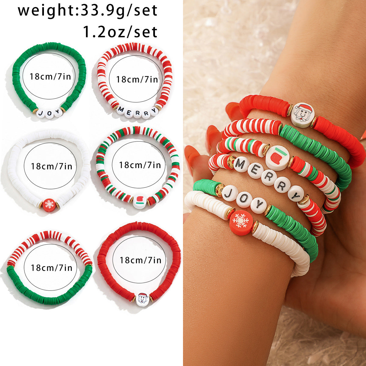 Wholesale  Christmas soft pottery glass beaded bracelet