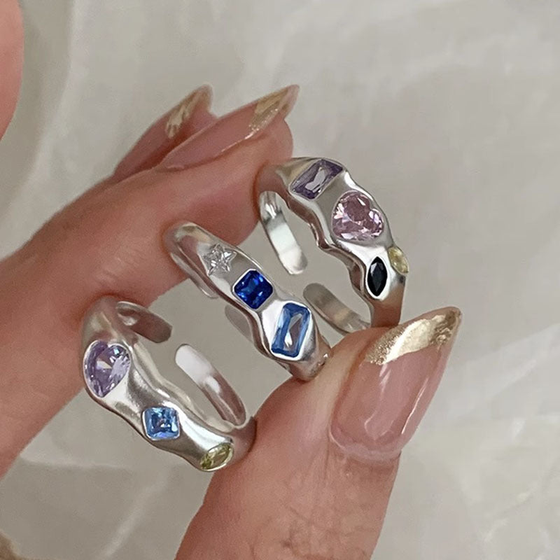 Wholesale Colored Zirconia Heart Open Ring ACC-RS-Chuyu002