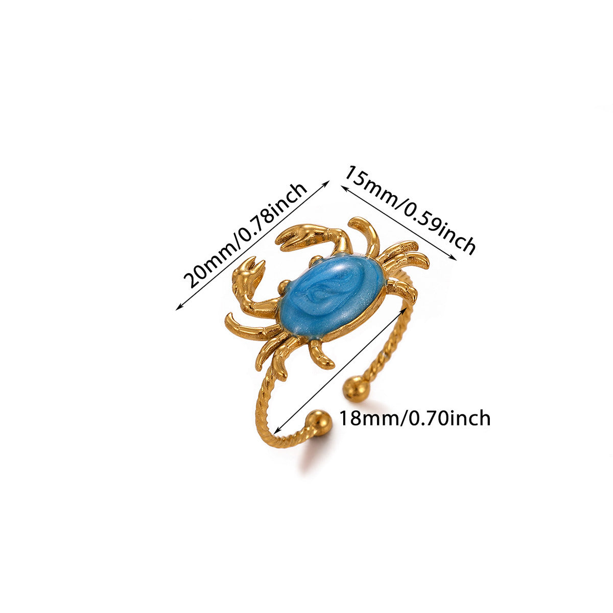 Wholesale Crab Shaped Open Ring Drip Oil Stainless Steel Fashion Accessory Gift