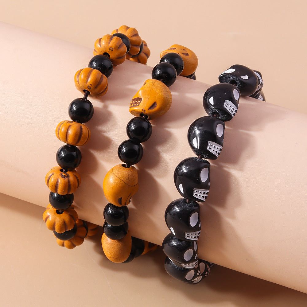 Wholesale Halloween Beaded Bracelet Set Skull Pumpkin Bracelets ACC-BT-YueSen005