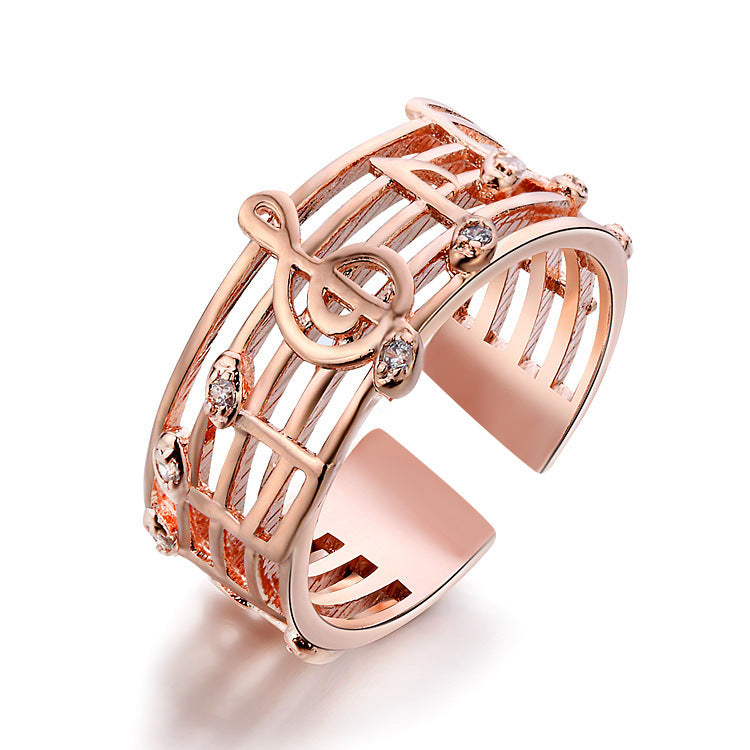 Wholesale Opening Adjustable Retro Metal Copper Note Hollow Ring