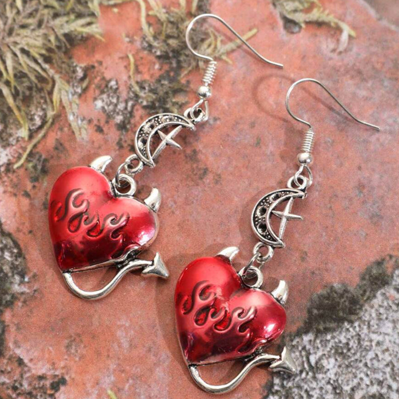 Wholesale Goth Theme Punk Red Heart Sexy Devil Earrings ACC-ES-MLR003