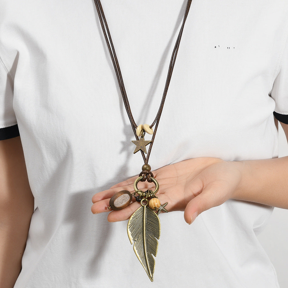 Wholesale Star leaf starfish vintage sweater chain