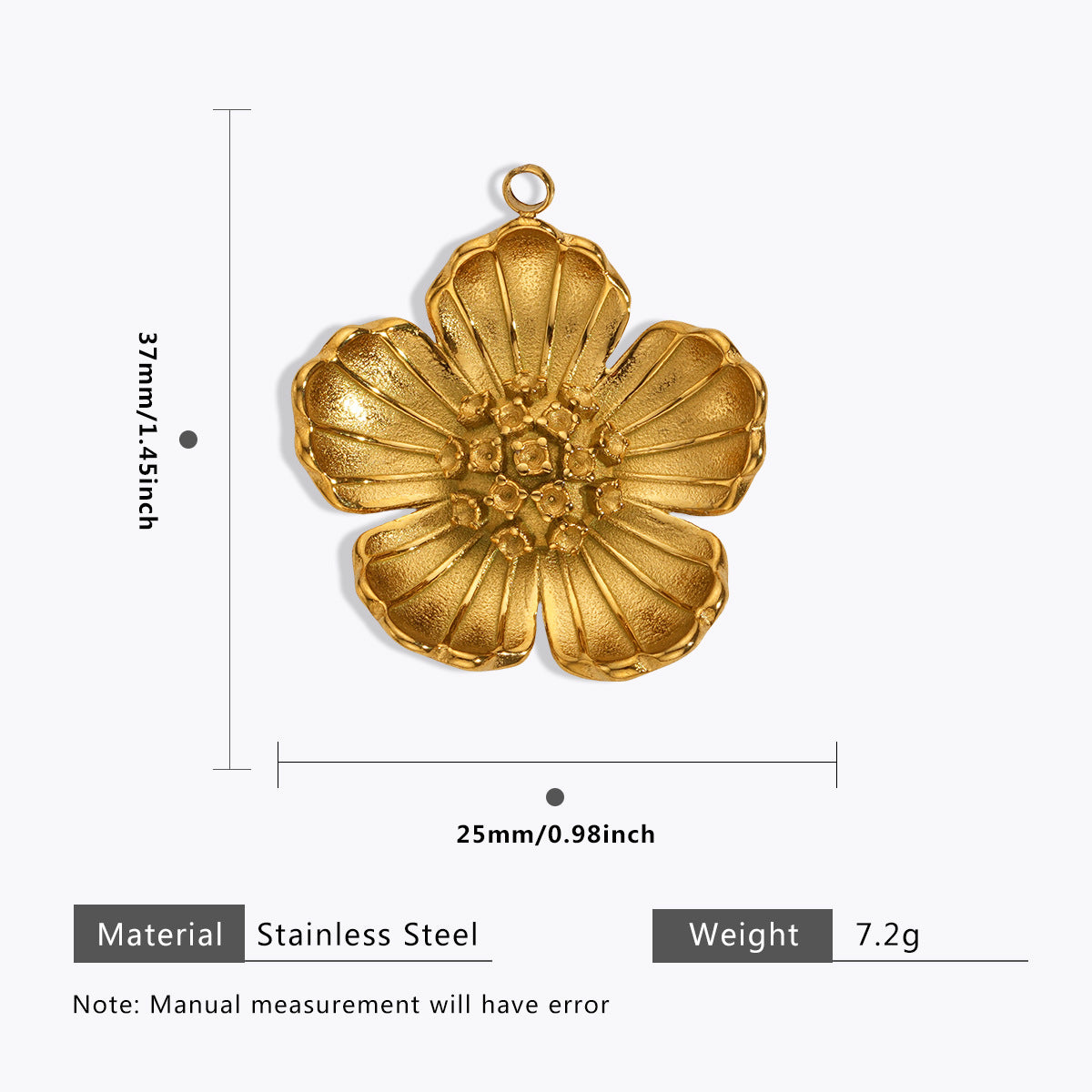 Wholesale 5pcs Stainless steel 18K vacuum plating color  flower pendant