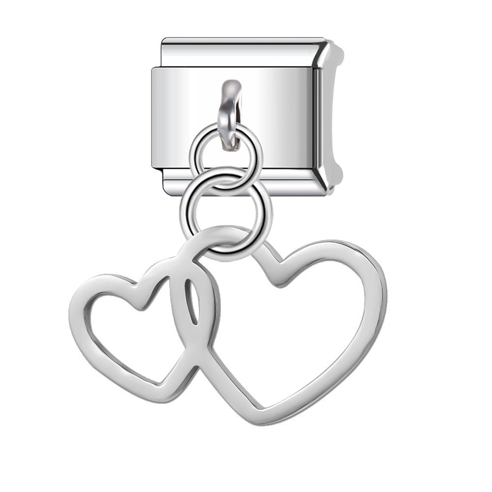 Wholesale Italian Charm Bracelet 9mm DIY Splicing Heart Series Stainless Steel Composable Bracelet