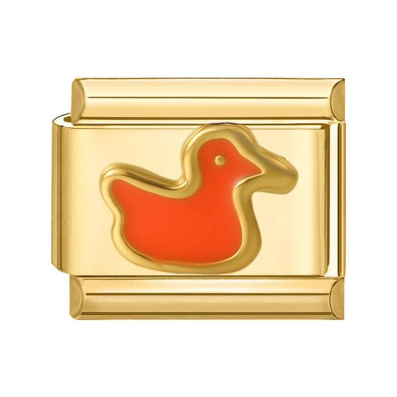 Wholesale Land Animal Italian Charms
 DIY square duck Section Creative Stainless Steel Composable Bracelet