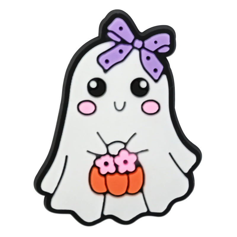 Wholesale  Random 100pcs Cute Cartoon Ghost PVC Soft Rubber Shoe Buckle Decoration