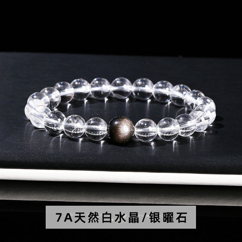 Wholesale Natural White Crystal Aquamarine Top Bead Bracelet