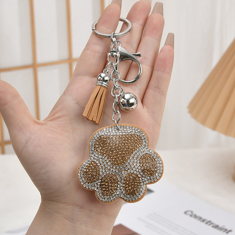 Wholesale Pink Leather Cartoon Rhinestone Keychain Bag Charm Gift