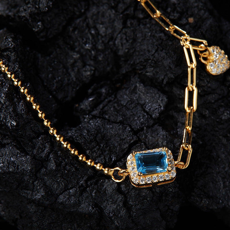 Wholesale natural amethyst gemstone s925 sterling silver bracelet