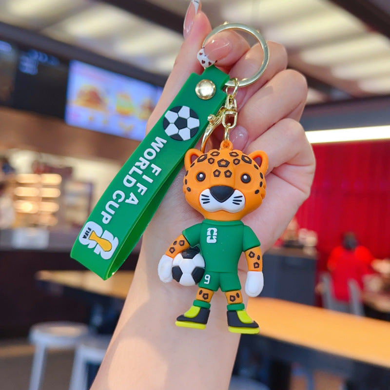 Wholesale PVC Cartoon World Cup Mascot Keychain Pendant Cute Doll Key Ring Car Key Accessory