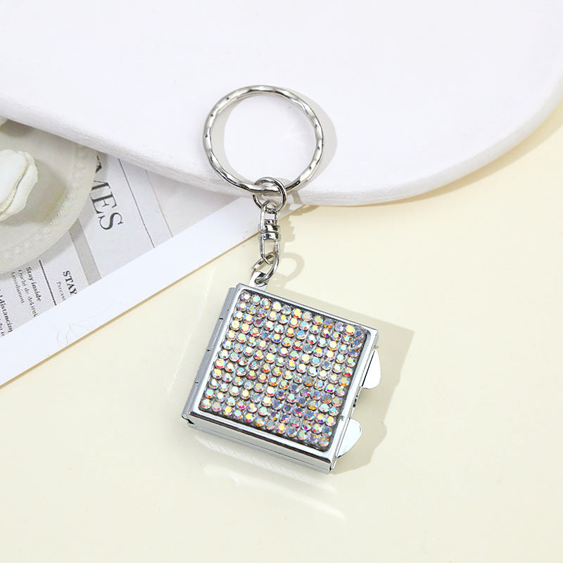 Wholesale Rhinestone Mini Portable Makeup Mirror Keychain ACC-KC-ZhiYa019