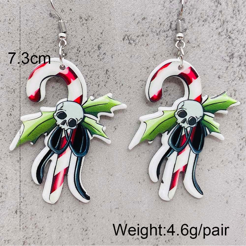 Wholesale  Christmas Acrylic Earrings Snowman Crutch Snowflake Candy Christmas Earrings