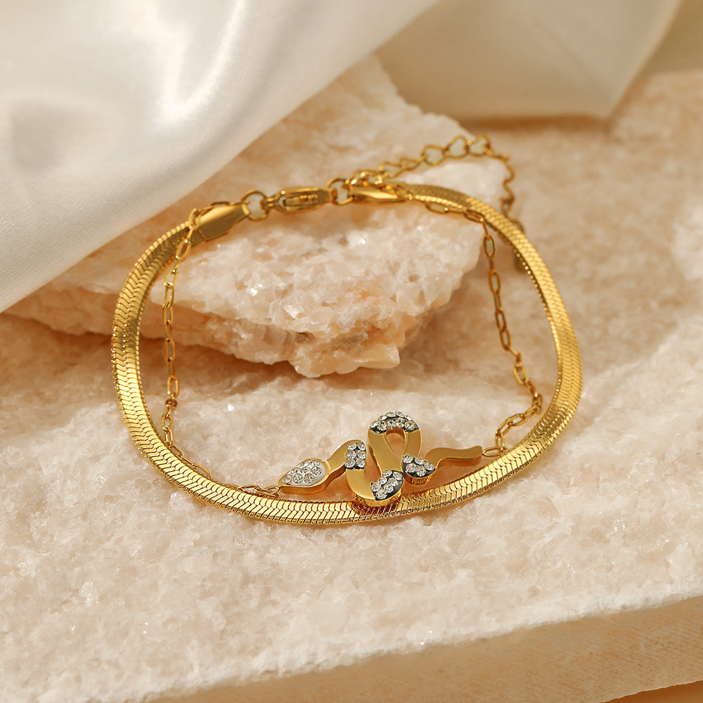 Wholesale  Snake Double Layer Stainless Steel Bracelet