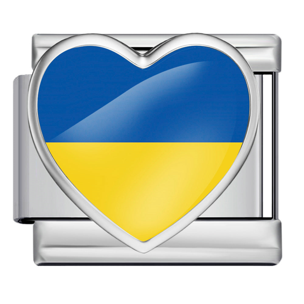 Wholesale Heart-Shaped Flag Pattern Stainless Steel Bracelet Strap Chain Fashion Accessory Gift