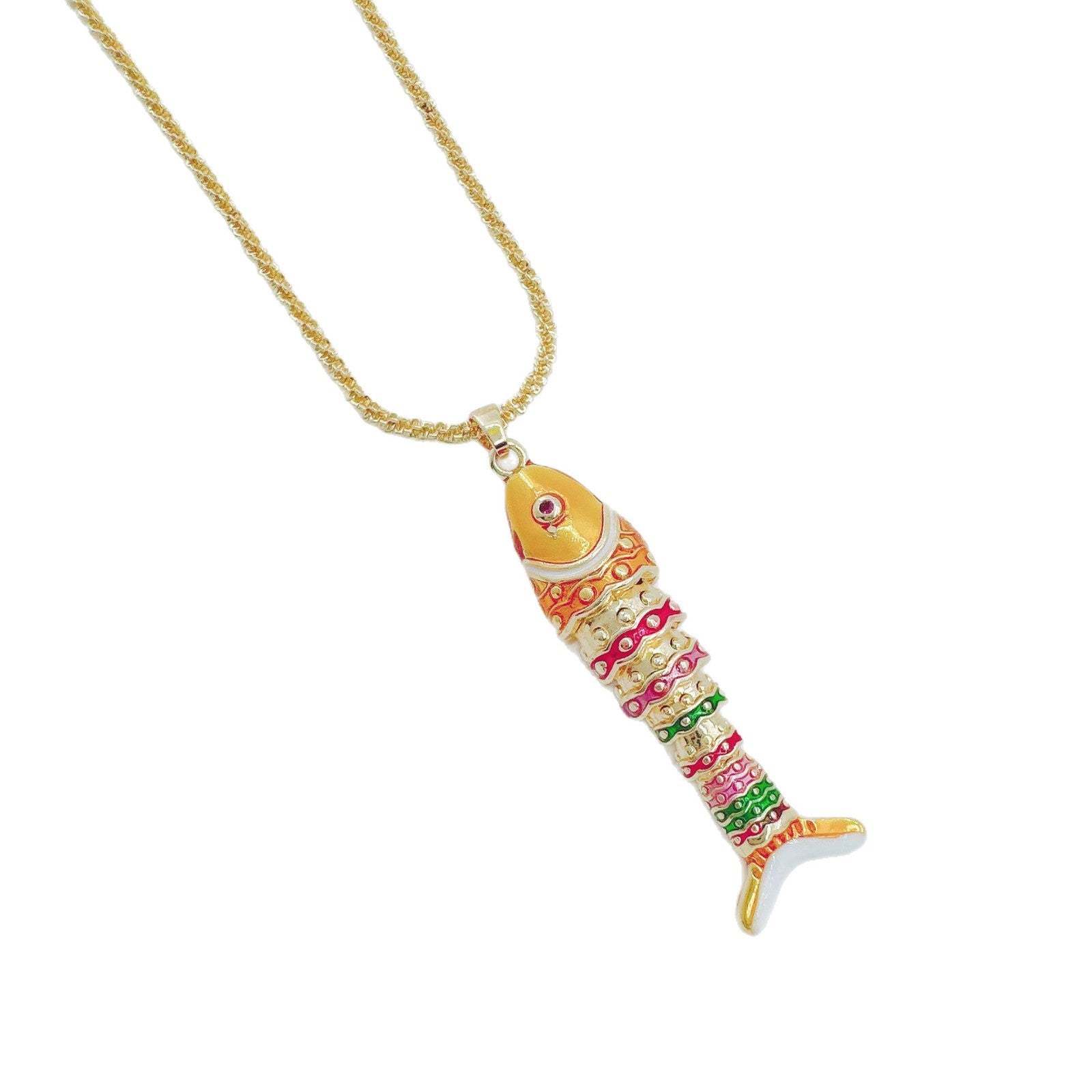 Wholesale Ocean Series 3D Koi Fish Pendant Necklace Copper Electroplated Fashion Accessory Gift
