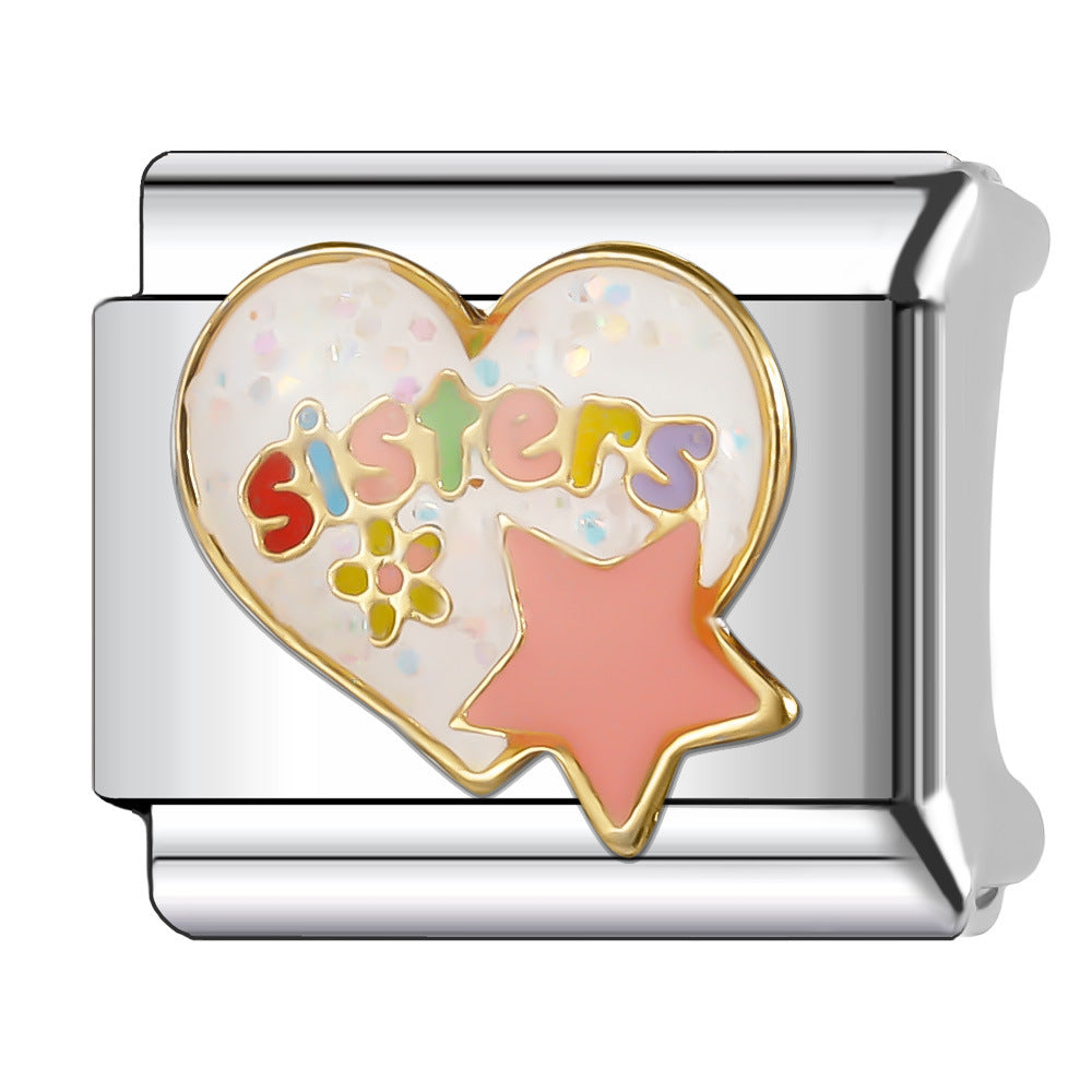 Wholesale Italian Charm Bracelet 9mm DIY Splicing Creative Pattern Stainless Steel Composable Bracelet