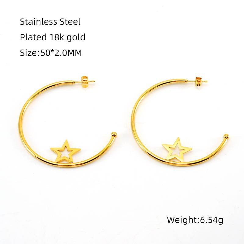 Wholesale stainless steel 18K gold exaggerated love butterfly earrings