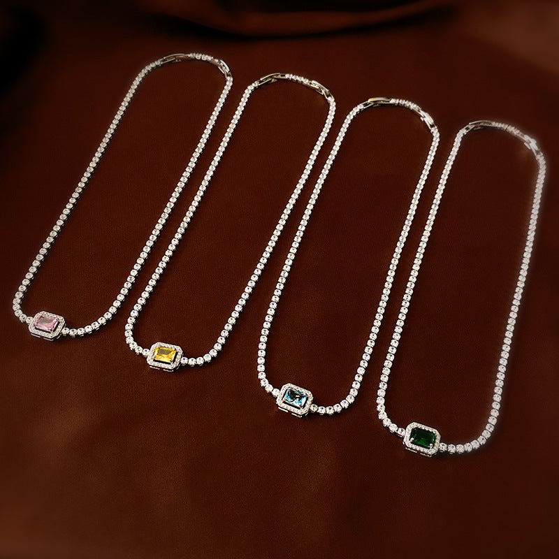 Wholesale Luxury Zircon Square Geometric Choker Necklace