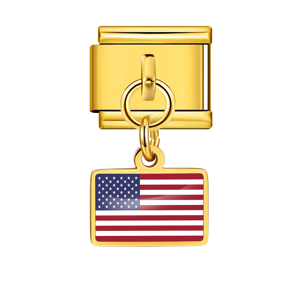 Wholesale World Flag Modular Bracelet Stainless Steel DIY Fashion Accessory