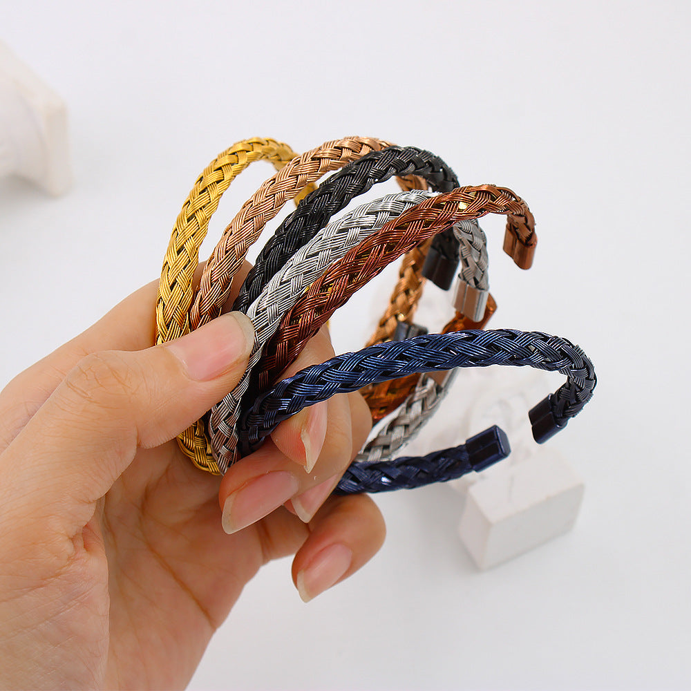 Wholesale Stainless Steel Bracelets Braided Wire Open Bracelet ACC-BT-Yueshi002