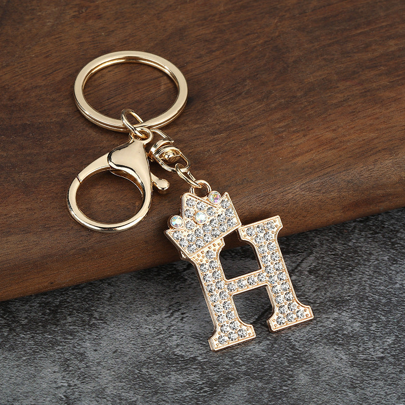 Wholesale Zinc alloy flash drill letter keychain