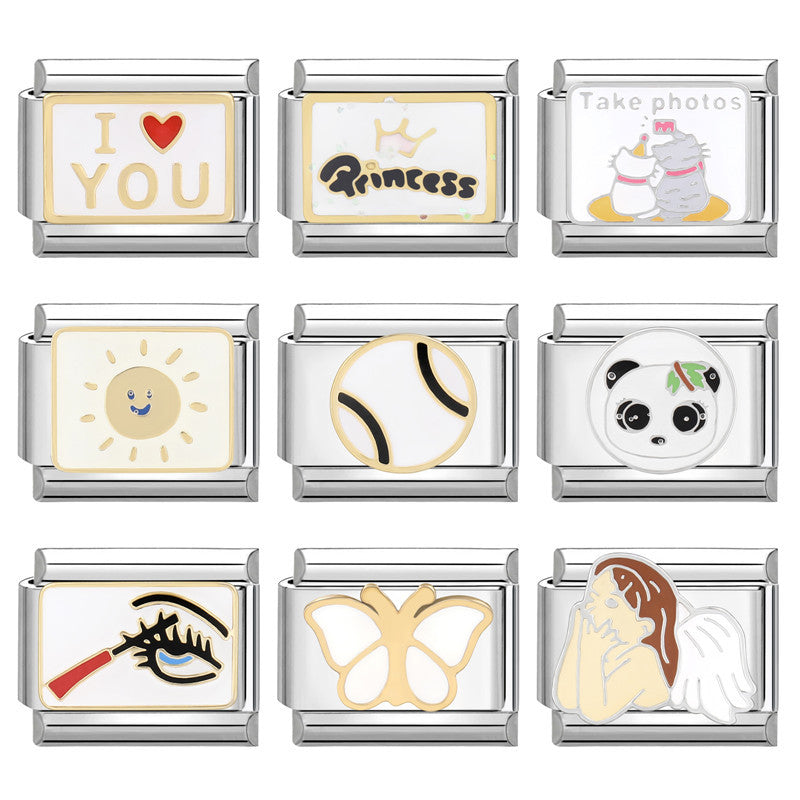 Wholesale Italian Charm Bracelet 9mm DIY Splicing White Series Titanium Steel Composable Bracelet