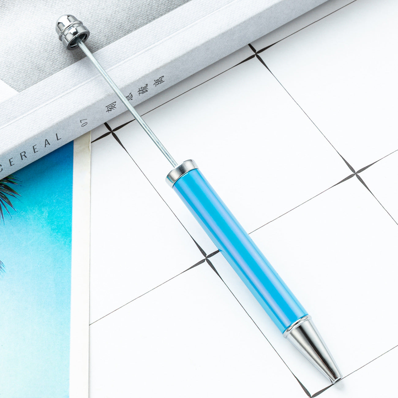 Wholesale Beadable Pens UV Electroplating Color Plastic DIY Beaded Pens Solid Color Pens