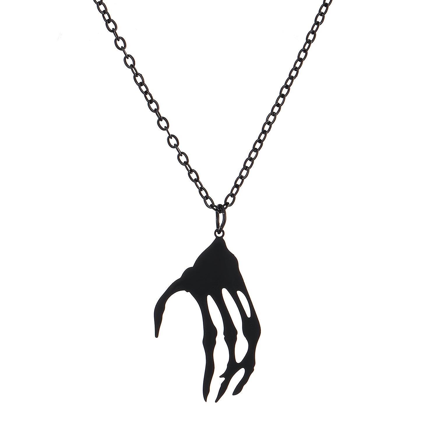 Wholesale Trendy Couple Skull Hand Heart Necklace Stainless Steel Fashion Accessory Gift for Best