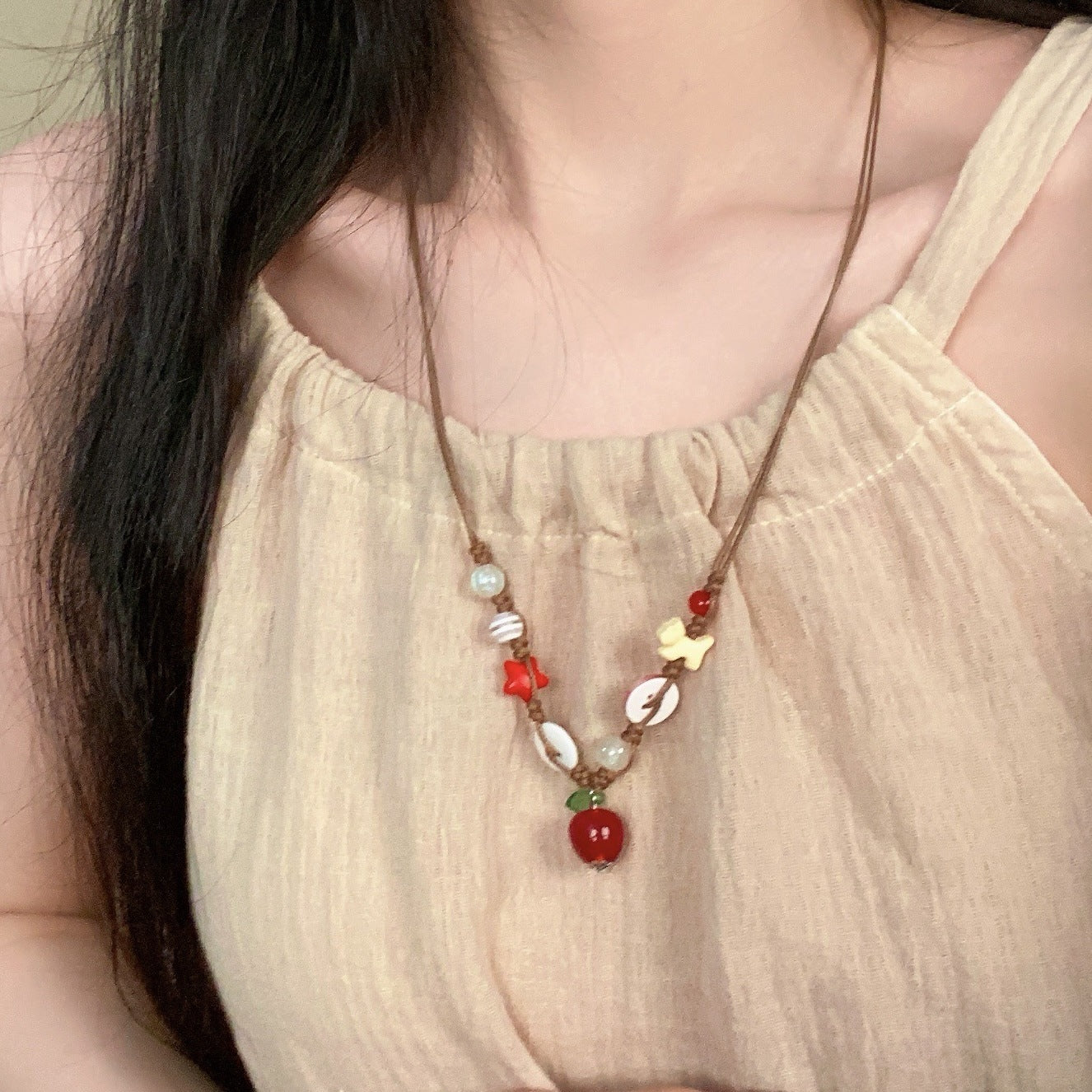Wholesale Cartoon Elephant and Cat Beaded Necklace