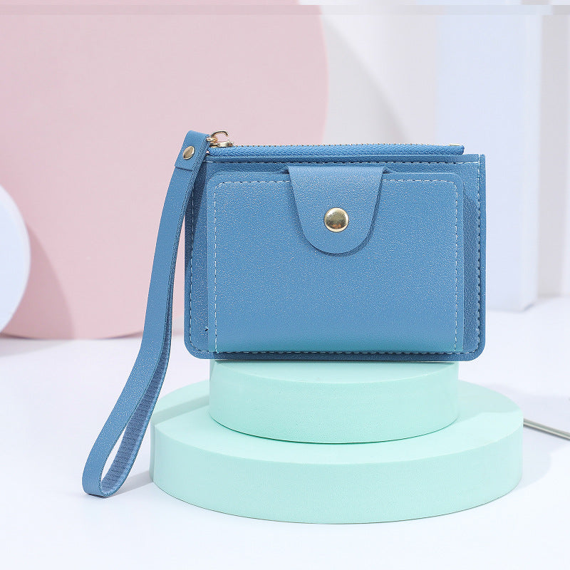 Wholesale wrist strap card holder card holder solid color mini wallet
