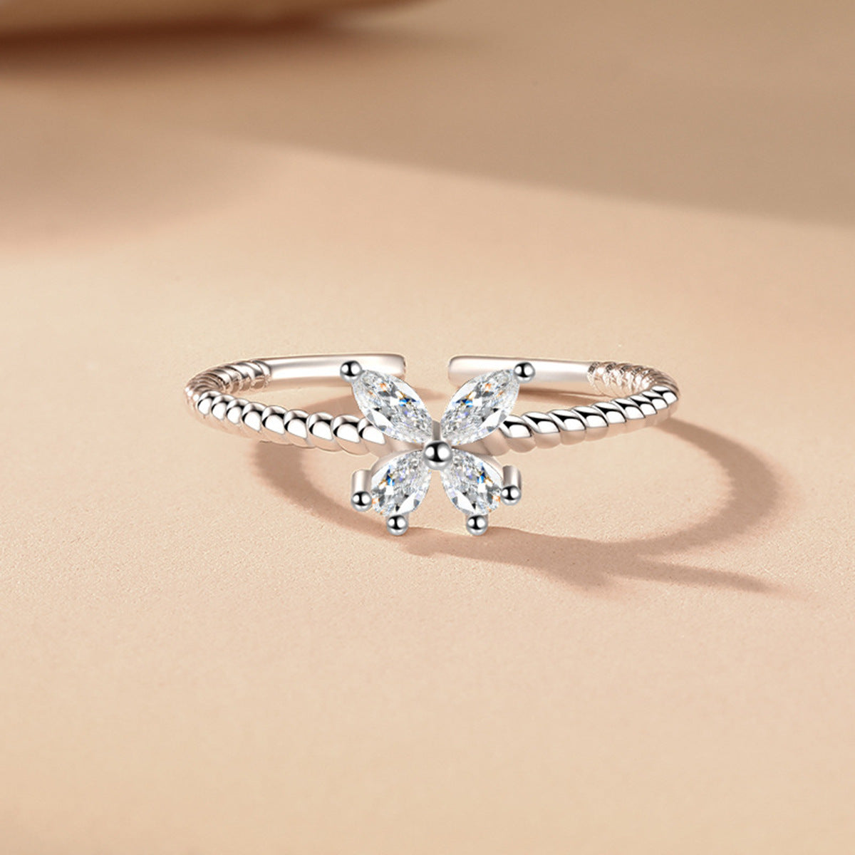 Wholesale Shining Rhinestone Butterfly Opening Ring