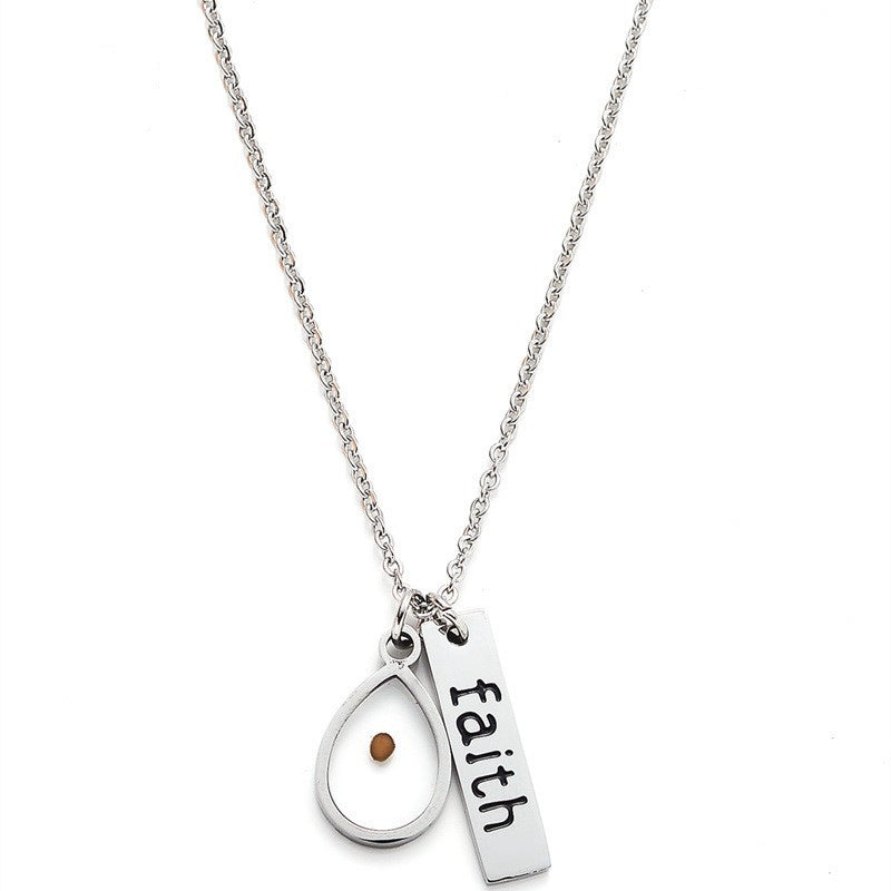Wholesale Simple Faith Drop Shape Mustard Seed Stainless Steel Necklace ACC-NE-MS018