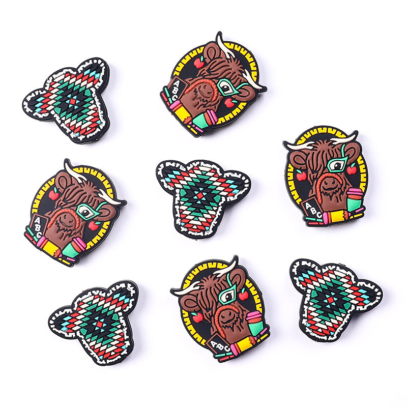 Wholesale 20pcs Cartoon Highland Cattle Focal Beads DIY Bead Accessories