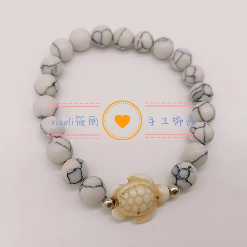 Wholesale Turtle Starfish Stretch Beaded White Turquoise Bracelet ACC-BT-Youl009