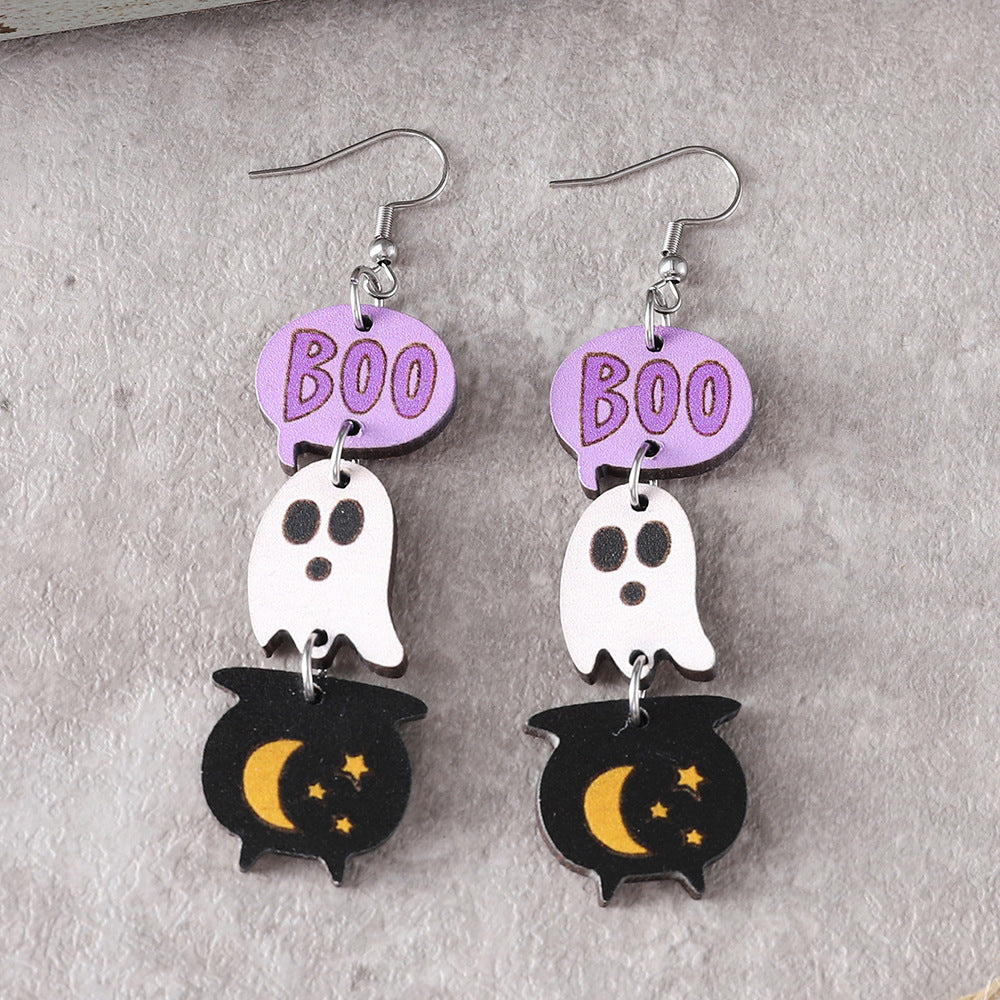 Wholesale  Gothic Style Cute Ghost Tassel Triple  Earrings