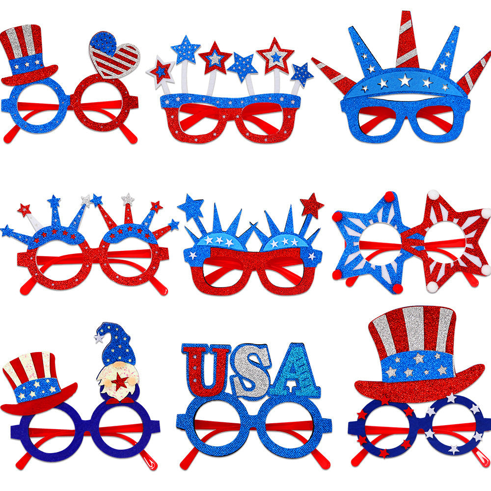 Wholesale  Independence Day Five-pointed Star Glasses Decoration