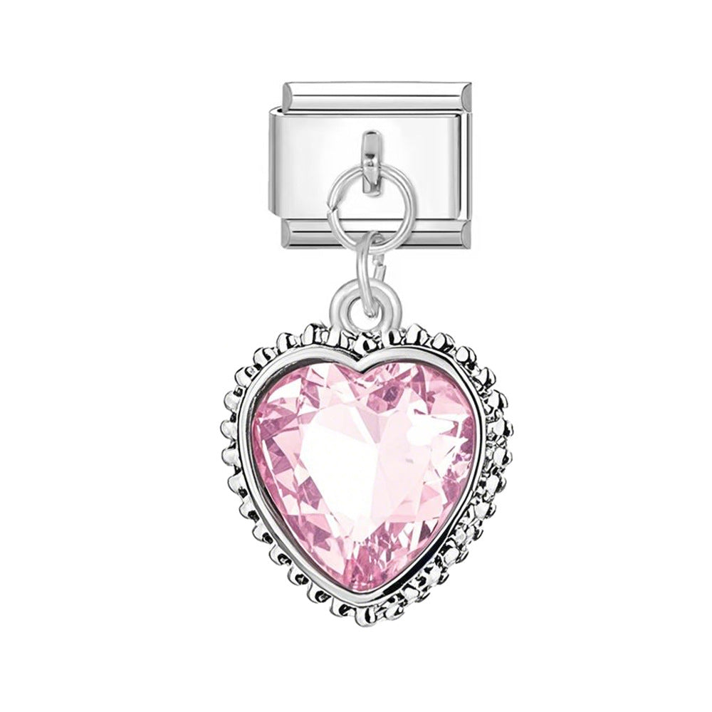 Wholesale Italian Charm Bracelet 9mm DIY multi-color heart-shaped    Creative Stainless Steel Composable Bracelet