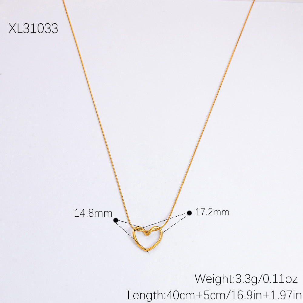 Wholesale Stainless Steel 18K Gold Love Heart Necklaces Bracelet Set ACC-NE-YuHui006