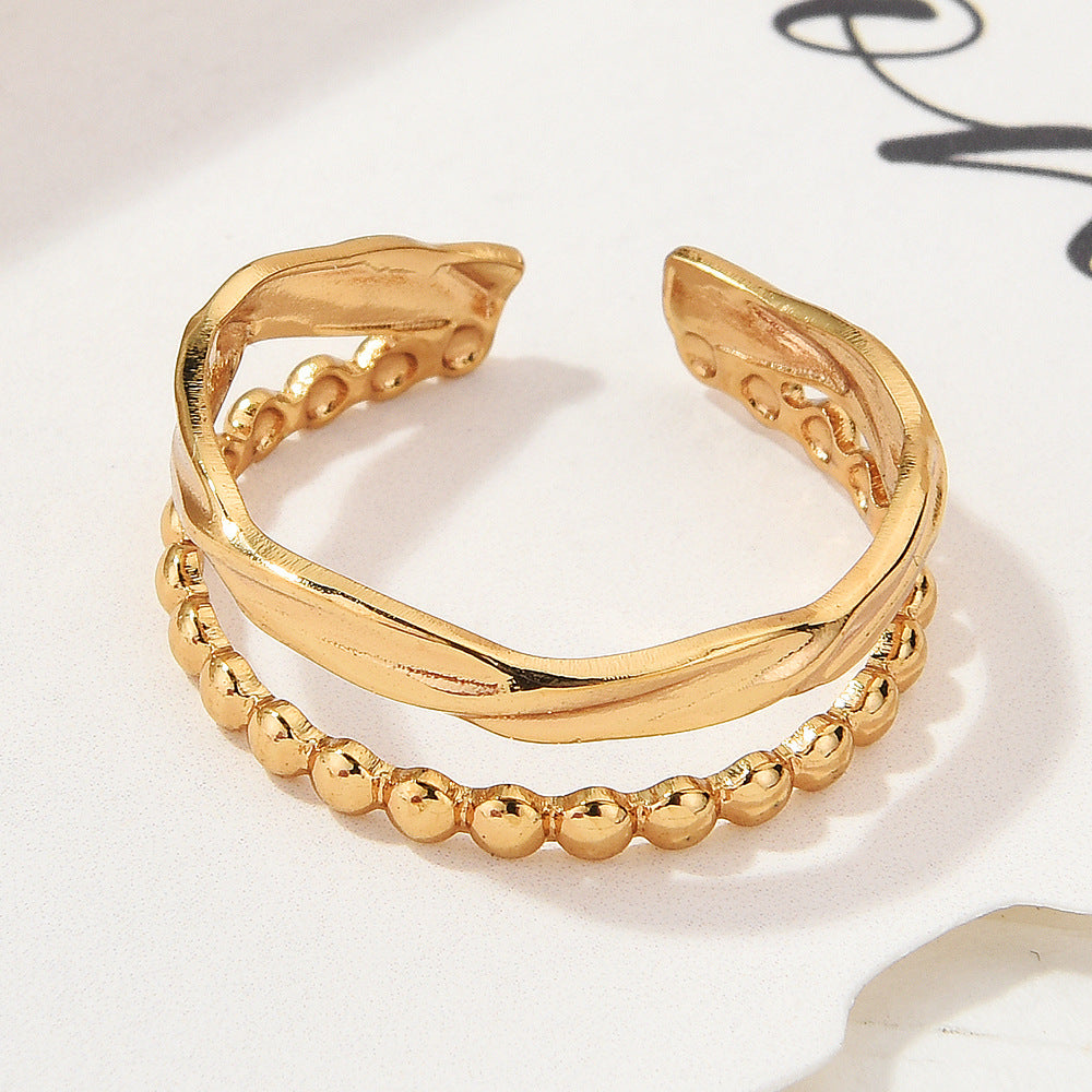 Wholesale Gold Plated Titanium Steel Geometric Eye Adjustable Ring Boutique Resale
