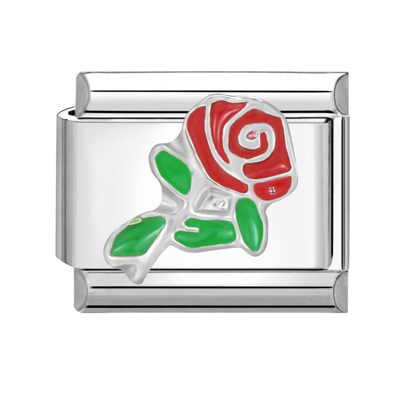 Wholesale Italian Charm Bracelet 9mm DIY Splicing Flower Stainless Steel Composable Bracelet