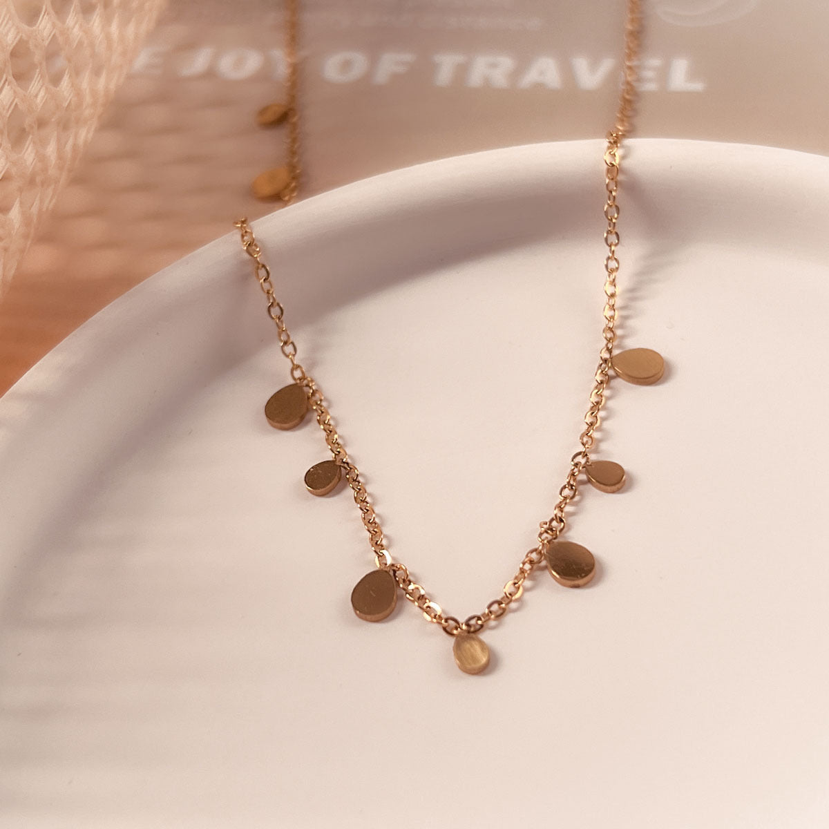 Wholesale Stainless Steel Necklace Electroplated 18K Gold Drop Necklaces ACC-NE-YuHui004