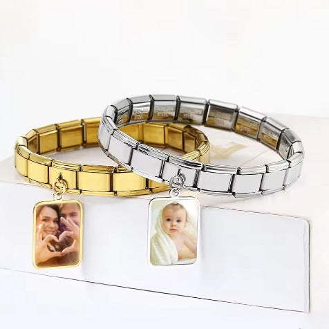 Wholesale Stainless Steel Laser Engraved Square Pendant Bracelet Fashion Accessory for Everyday or Gift