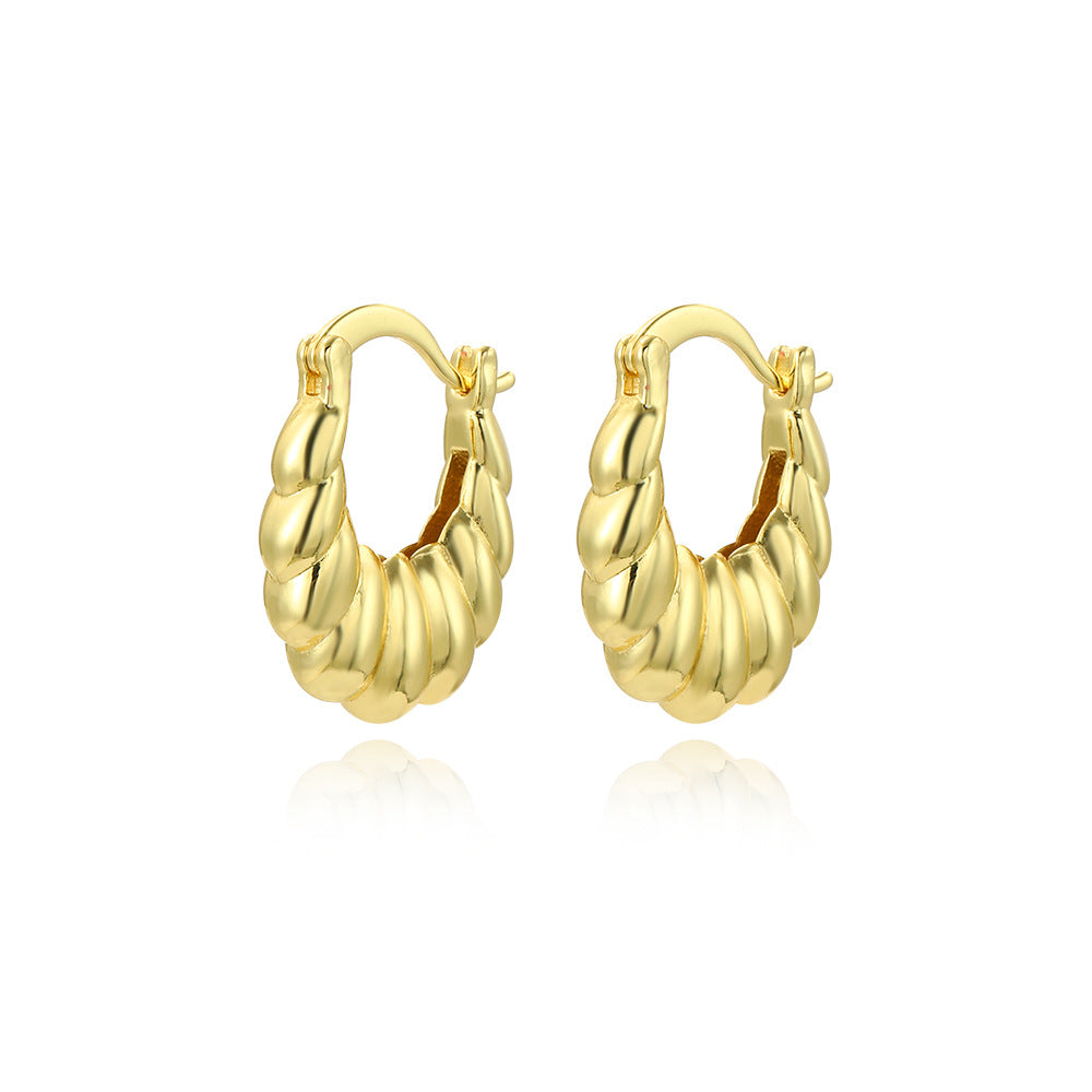 Wholesale 18K gold hollow glossy twist earrings