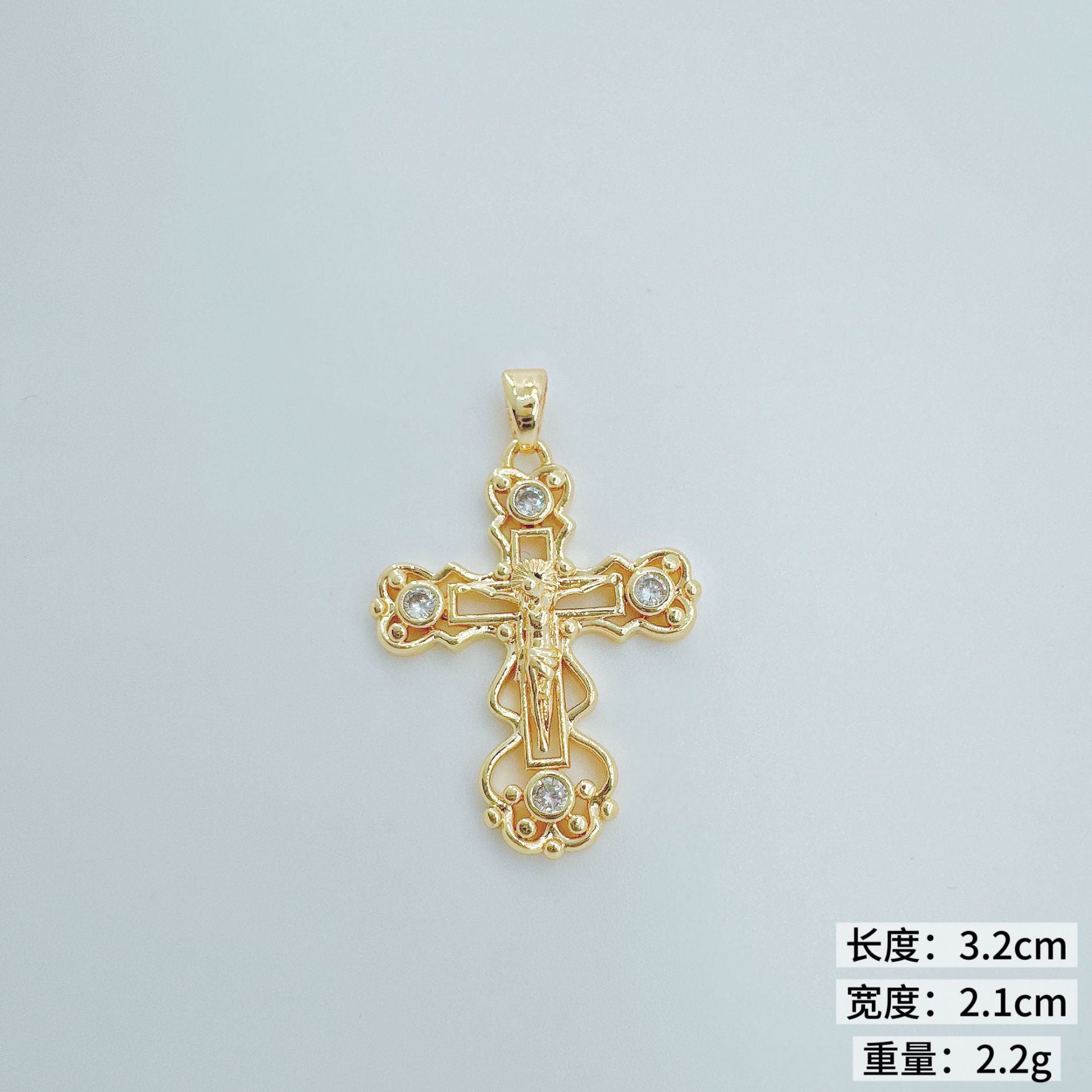 Wholesale Fashion Cross Pendant Necklace,  Gold Plated Copper,  Trendy Hip Hop Jewelry Accessory for Boutique Resale